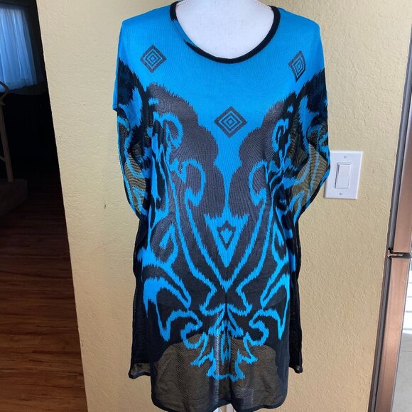S Line black label Summer Beach Mini Dress Tunic Mesh Sz  L - Picture 1 of 5